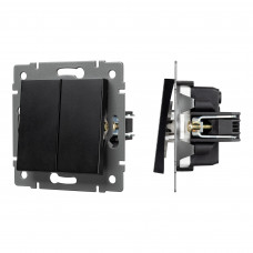 Механизм выключателя двухклавишный непроходной SWT-MK02-PL-BK-V (250V, 10A) (Arlight, -)