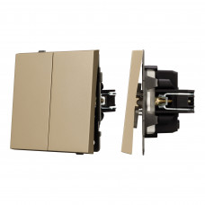 Механизм выключателя двухклавишный непроходной SWT-TENDO-MK02-SFPL-GD (230V, 10A) (Arlight, -)
