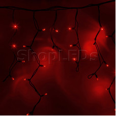 Гирлянда Айсикл (бахрома) светодиодный, 5,6 х 0,9 м, черный провод "КАУЧУК", 220В, диоды красные, NEON-NIGHT, SL255-242