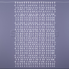 Светодиодный занавес (дождь)  SLN 2х3 м, белый свет,статика, влагозащитный колпачок IP65, белый провод ПВХ